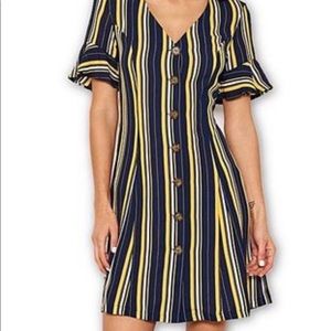 NWT NAVY, yellow and white striped dress